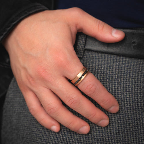EMBERSTONE - Brushed Rose Gold Tungsten Wedding Band