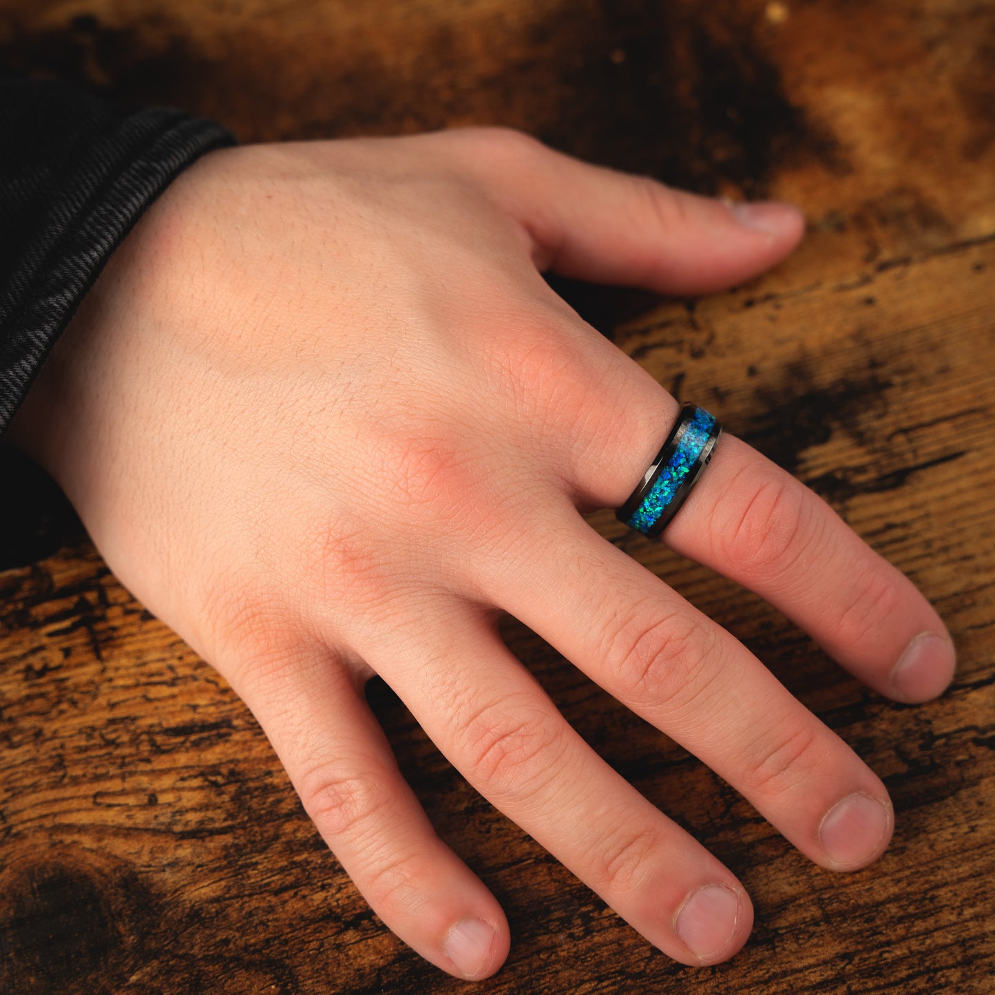 BLUE NOVA - Blue Opal Men's Wedding Band