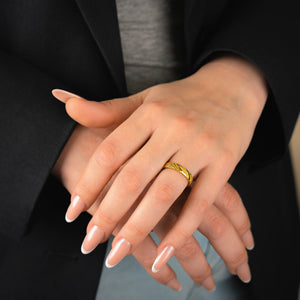 SOLIS EDGE 4 - 4mm facettierter Gold Damaszenerstahlring