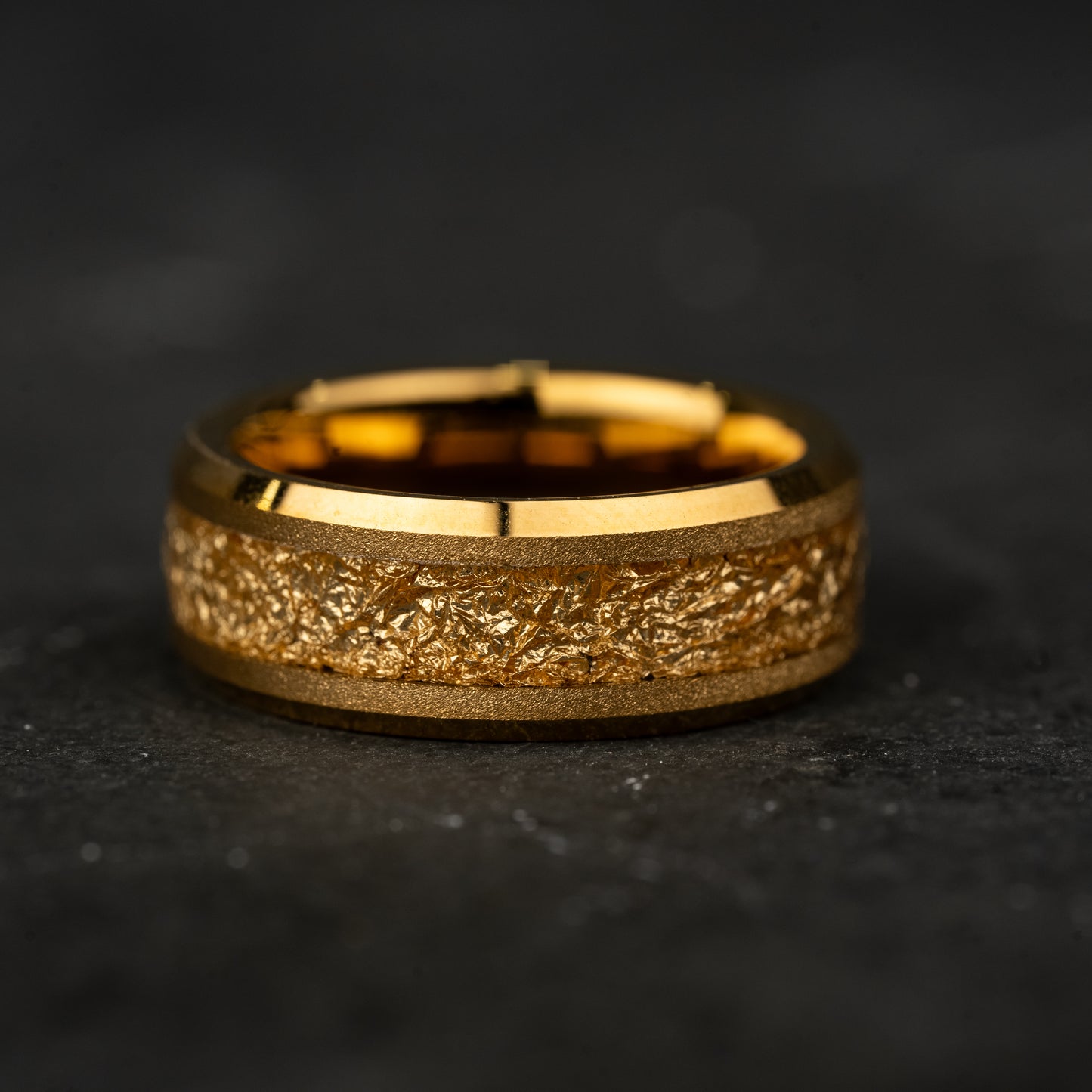 SOLEIL DORÉ - Yellow Tungsten Ring with Gold 18k Inlay