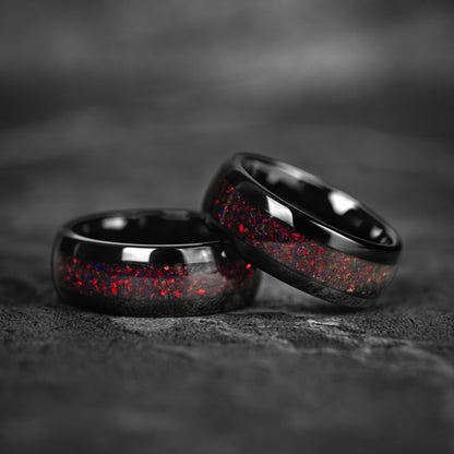 CRIMSON EMBER - Black Garnet Tungsten Ring