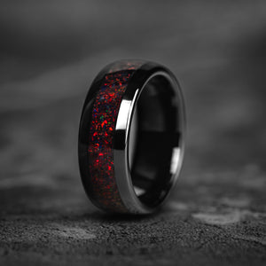 CRIMSON EMBER - Black Garnet Tungsten Ring