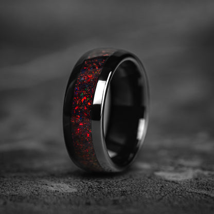 CRIMSON EMBER - Black Garnet Tungsten Ring