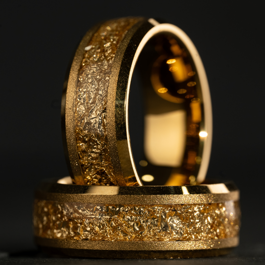 SOLEIL DORÉ - Yellow Tungsten Ring with Gold 18k Inlay