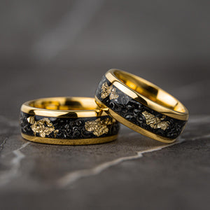 GOLD SKY - Meteorite Gold Leaf Flakes Wedding Band