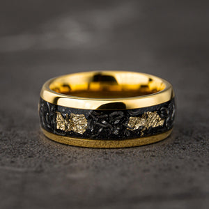 GOLD SKY - Meteorite Gold Leaf Flakes Wedding Band
