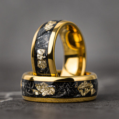 GOLD SKY - Meteorite Gold Leaf Flakes Wedding Band