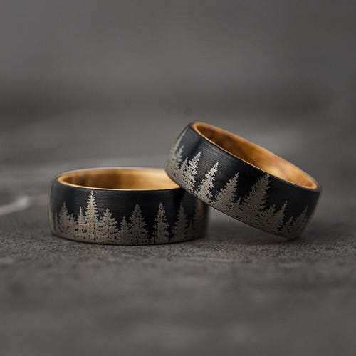 HIDDEN FOREST - Whiskey Barrel Wood Tungsten Ring