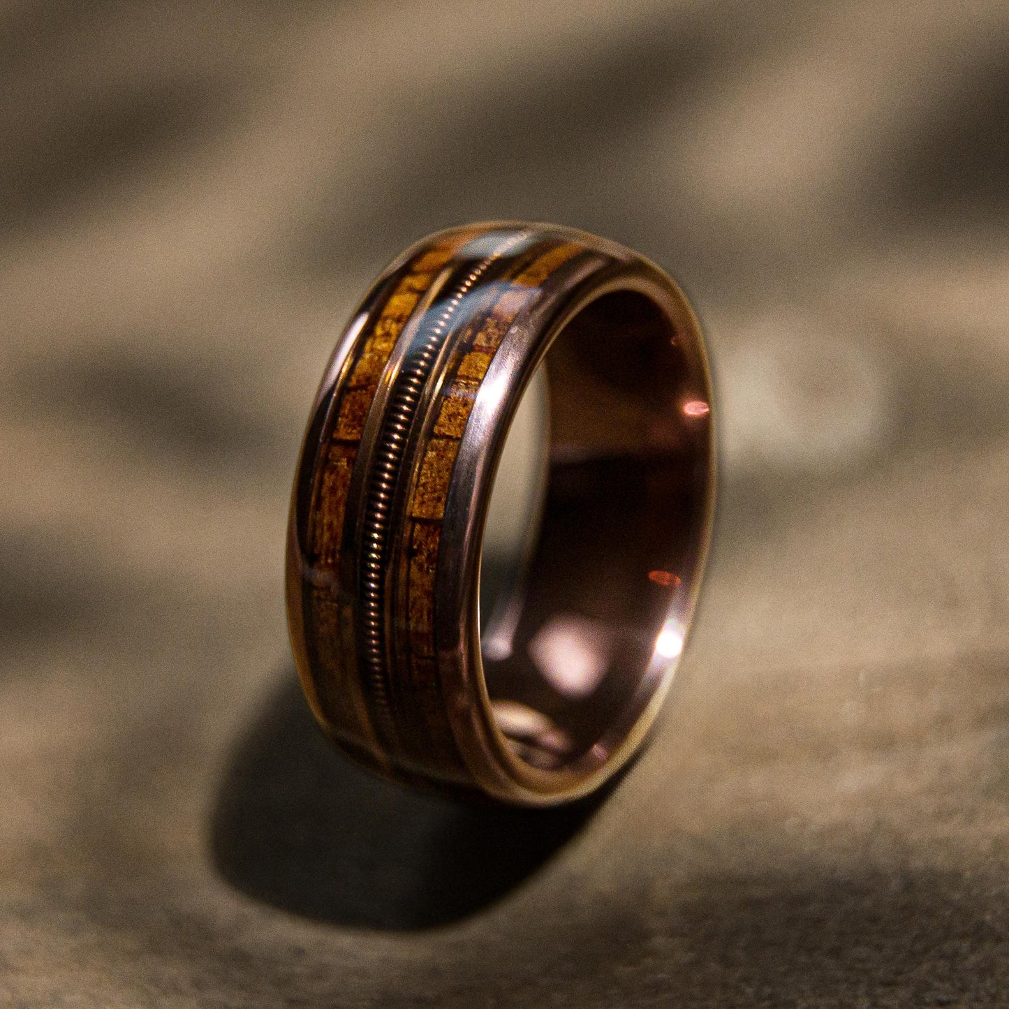 GUITAR HEROES - Guitar String Whiskey Barrel Mens Wedding Ring