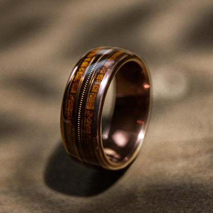 GUITAR HEROES - Guitar String Whiskey Barrel Mens Wedding Ring