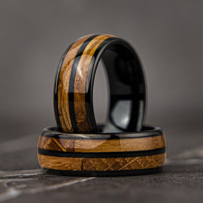 JACK & JACK - Double Whiskey Barrel Wood Inlay Ring
