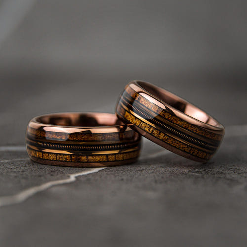 GUITAR HEROES - Guitar String Whiskey Barrel Mens Wedding Ring