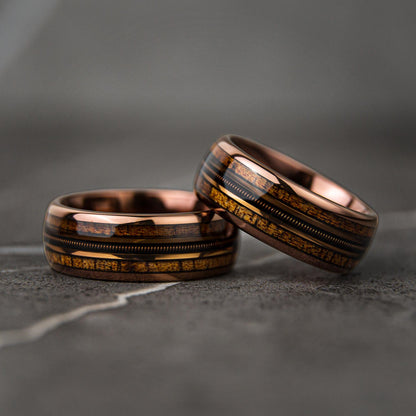 GUITAR HEROES - Guitar String Whiskey Barrel Mens Wedding Ring