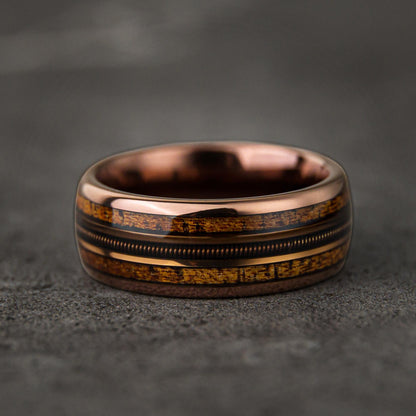 GUITAR HEROES - Guitar String Whiskey Barrel Mens Wedding Ring