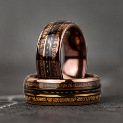 GUITAR HEROES - Guitar String Whiskey Barrel Mens Wedding Ring