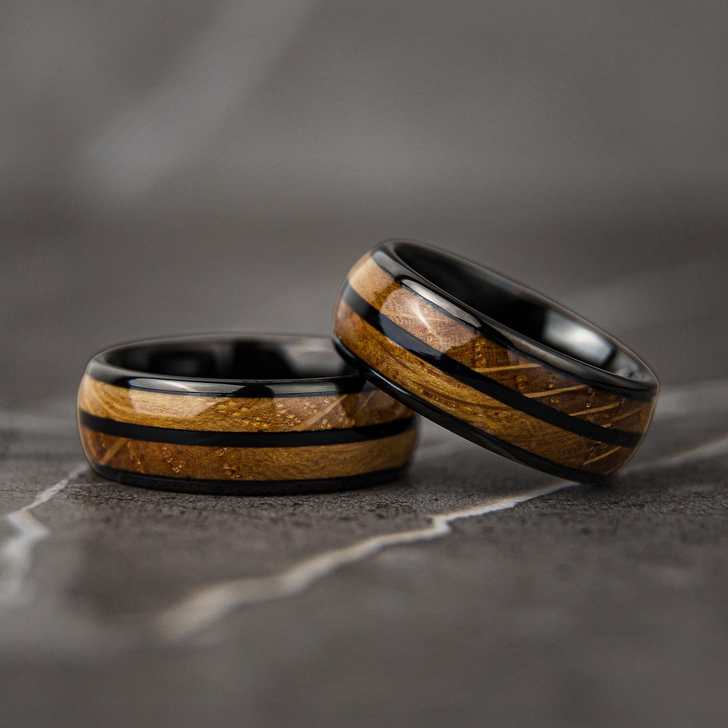 JACK & JACK - Double Whiskey Barrel Wood Inlay Ring