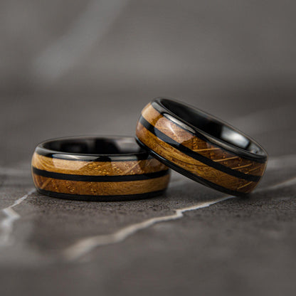 JACK & JACK - Double Whiskey Barrel Wood Inlay Ring