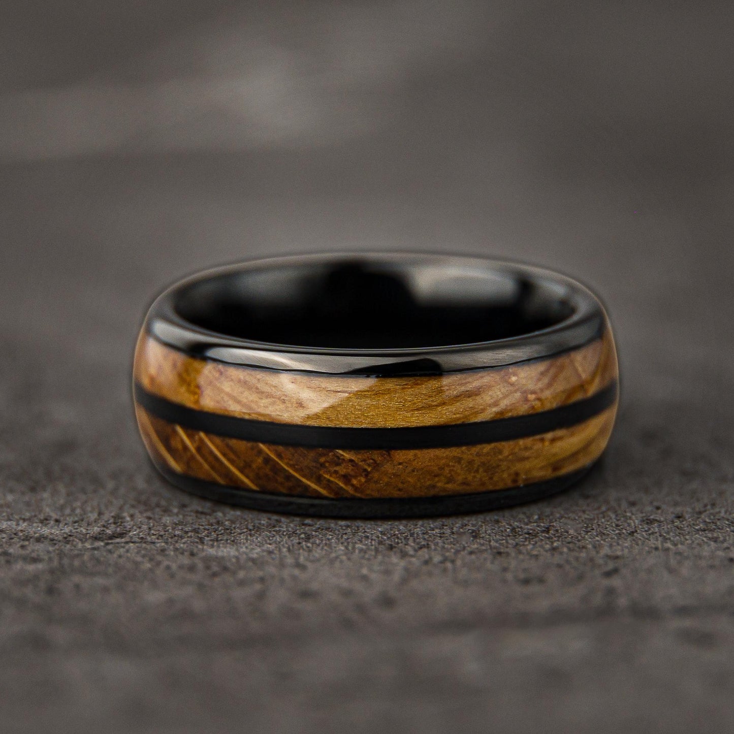 JACK & JACK - Double Whiskey Barrel Wood Inlay Ring
