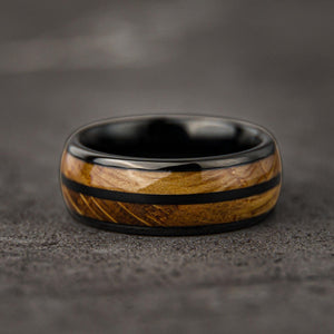 JACK & JACK - Double Whiskey Barrel Wood Inlay Ring