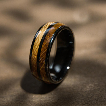 JACK & JACK - Double Whiskey Barrel Wood Inlay Ring