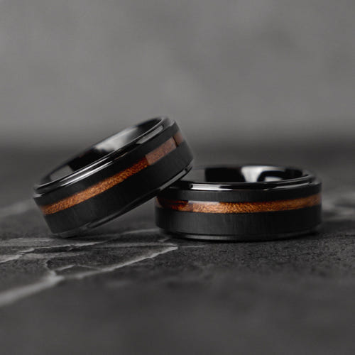BURNT BARREL - Double Whiskey Barrel Tungsten Wooden Wedding Ring