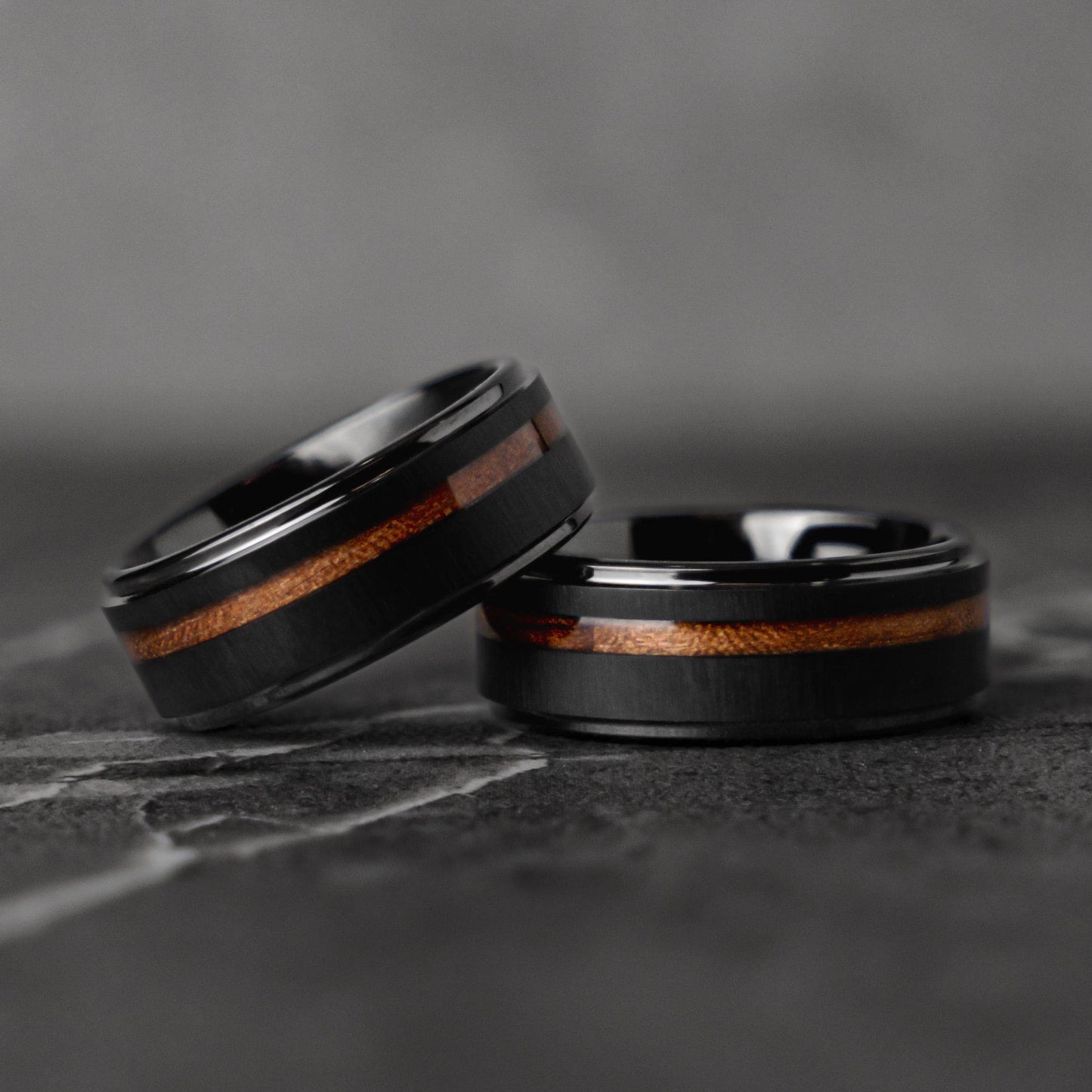 BURNT BARREL - Double Whiskey Barrel Tungsten Wooden Wedding Ring