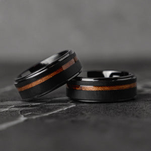 BURNT BARREL - Double Whiskey Barrel Tungsten Wooden Wedding Ring