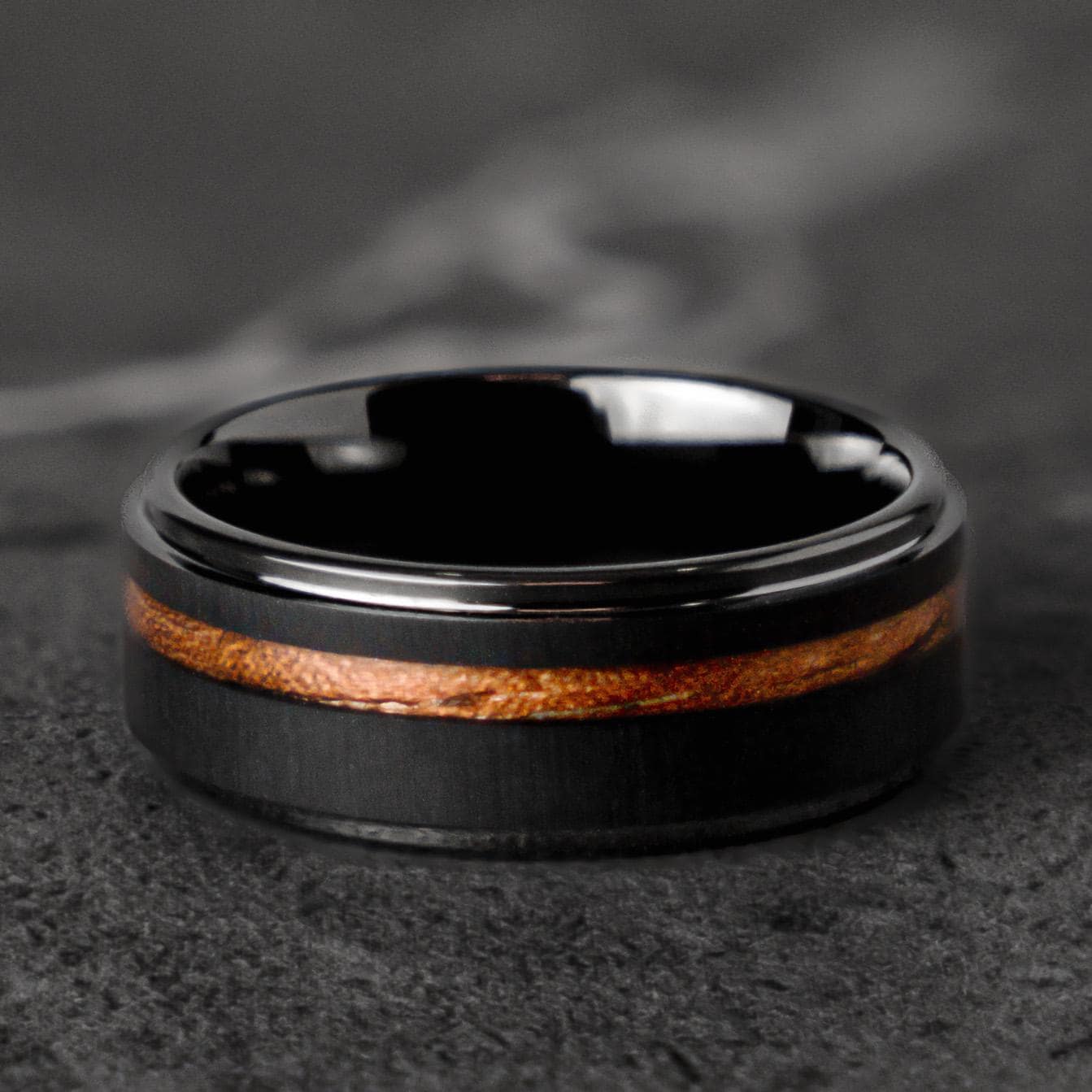 BURNT BARREL - Double Whiskey Barrel Tungsten Wooden Wedding Ring