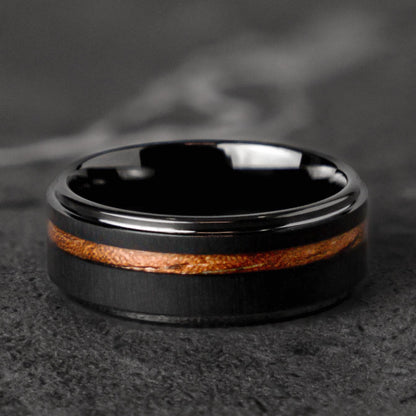 BURNT BARREL - Double Whiskey Barrel Tungsten Wooden Wedding Ring