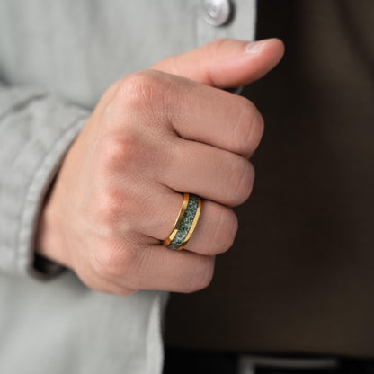 MOSS SKY - Green Moss Agate Tungsten Wedding Band