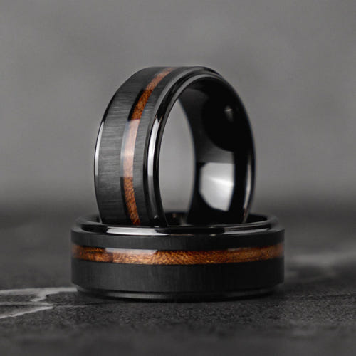 BURNT BARREL - Double Whiskey Barrel Tungsten Wooden Wedding Ring