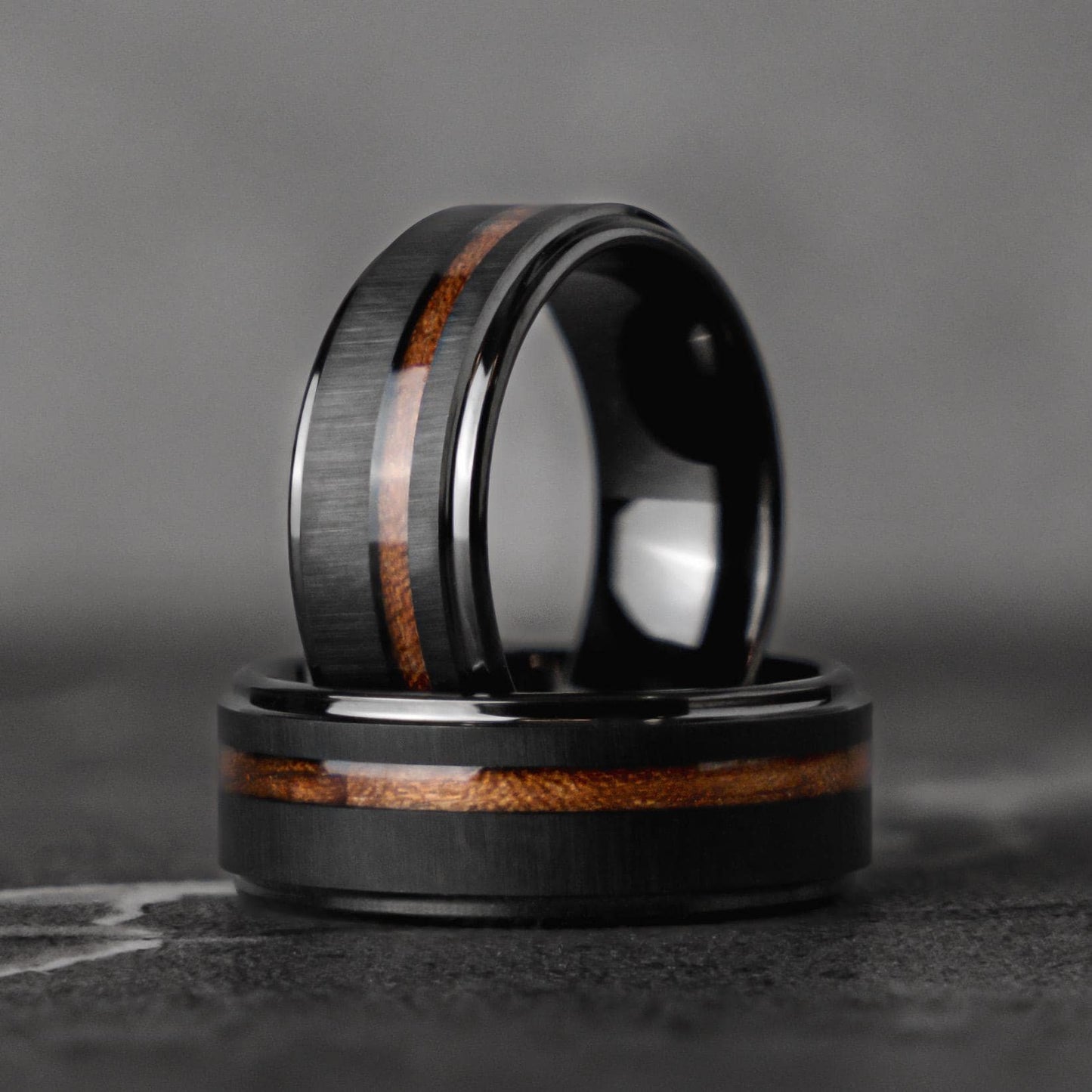 BURNT BARREL - Double Whiskey Barrel Tungsten Wooden Wedding Ring