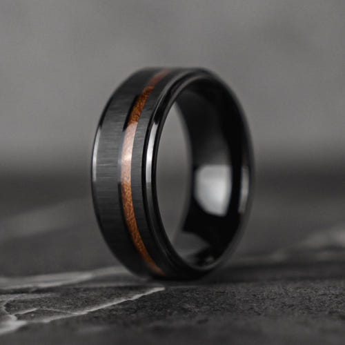 BURNT BARREL - Double Whiskey Barrel Tungsten Wooden Wedding Ring