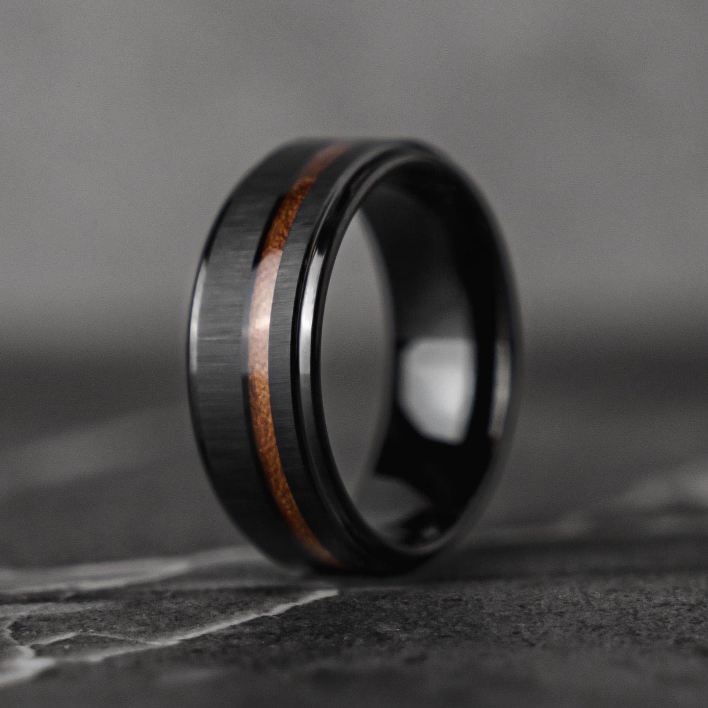 BURNT BARREL - Double Whiskey Barrel Tungsten Wooden Wedding Ring