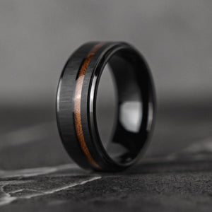 BURNT BARREL - Double Whiskey Barrel Tungsten Wooden Wedding Ring