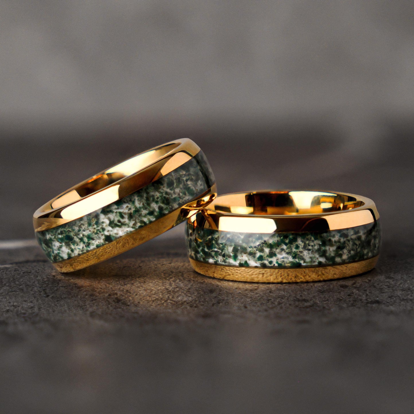 MOSS SKY - Green Moss Agate Tungsten Wedding Band