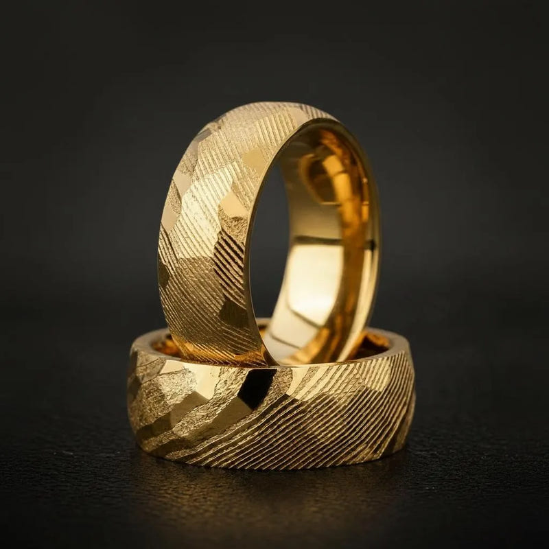 Molten Ridge - Damascus Steel Handmade Ring
