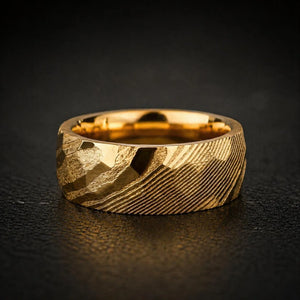 Molten Ridge - Damascus Steel Handmade Ring