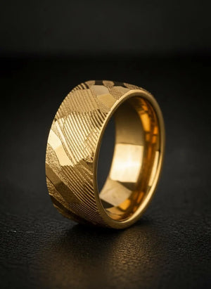 Molten Ridge - Damascus Steel Handmade Ring